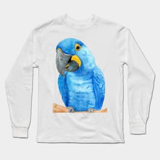 hyacinth macaw watercolor bird parrot painting Long Sleeve T-Shirt